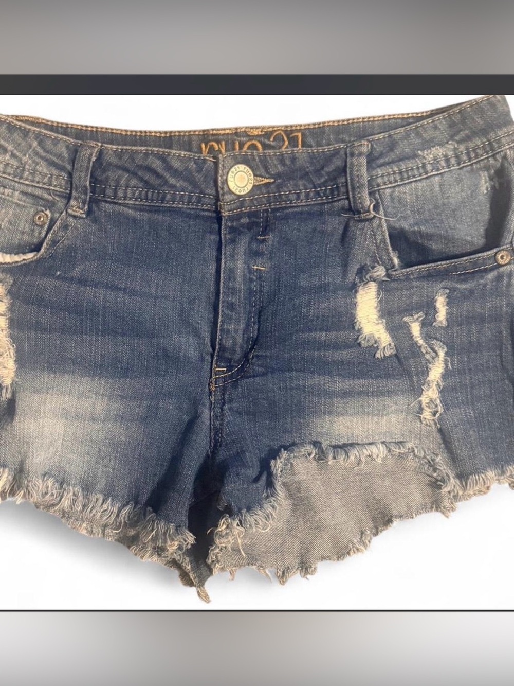 Rue21 Distressed Dark Blue Denim Cutoff Shorts